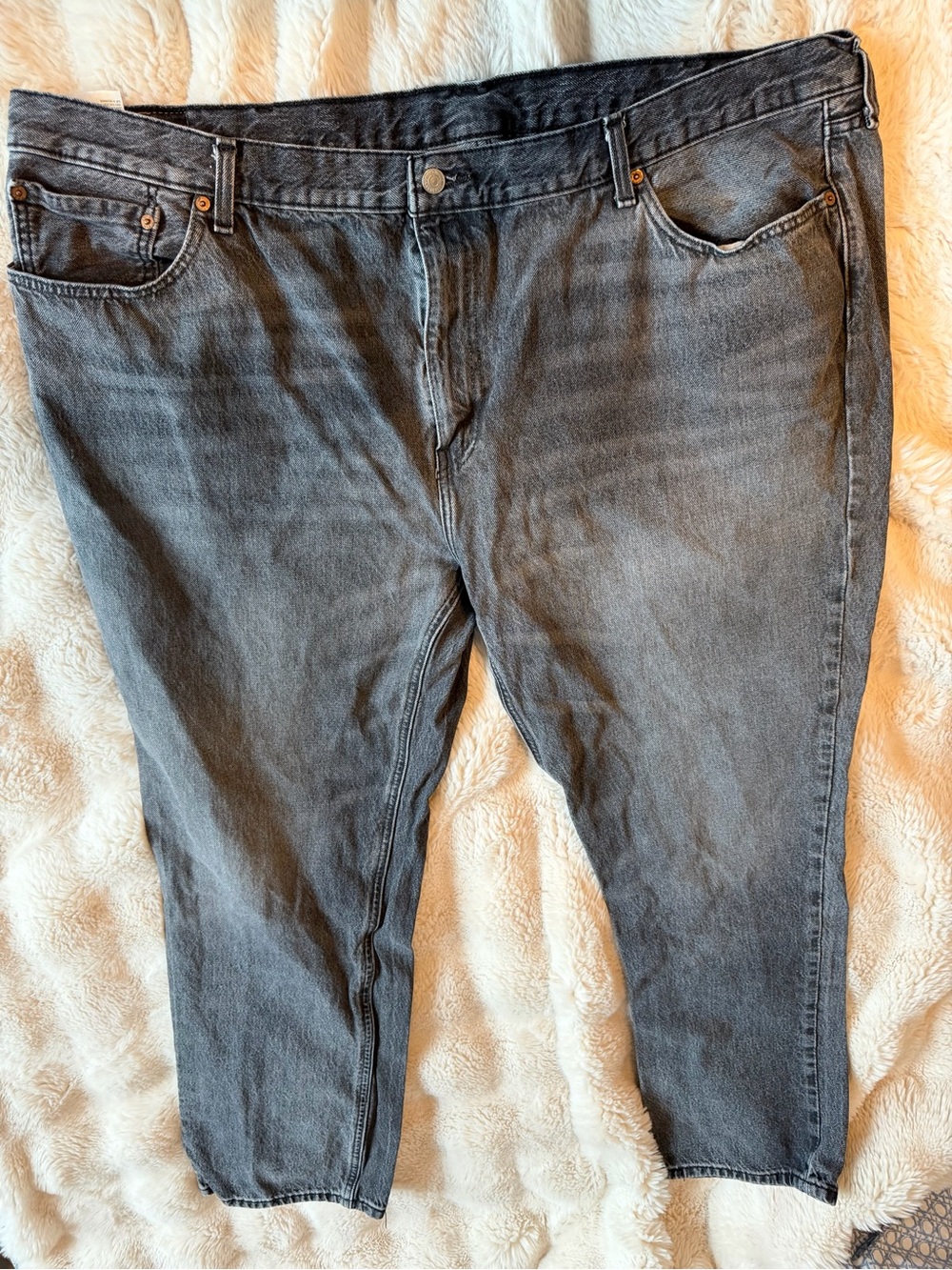 Levi’s 501 Men’s Jeans 48x32 Washed Black Charcoal Straight Leg Stretch